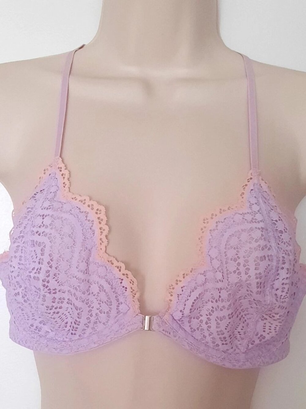 Free People Intimately Racerback Bra Front Clasp Lilac Lace Size 36C